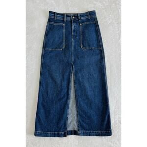 Zara Women’s Size S Harmony Skirt Jean Denim Maxi 70s Work Wear Capsule